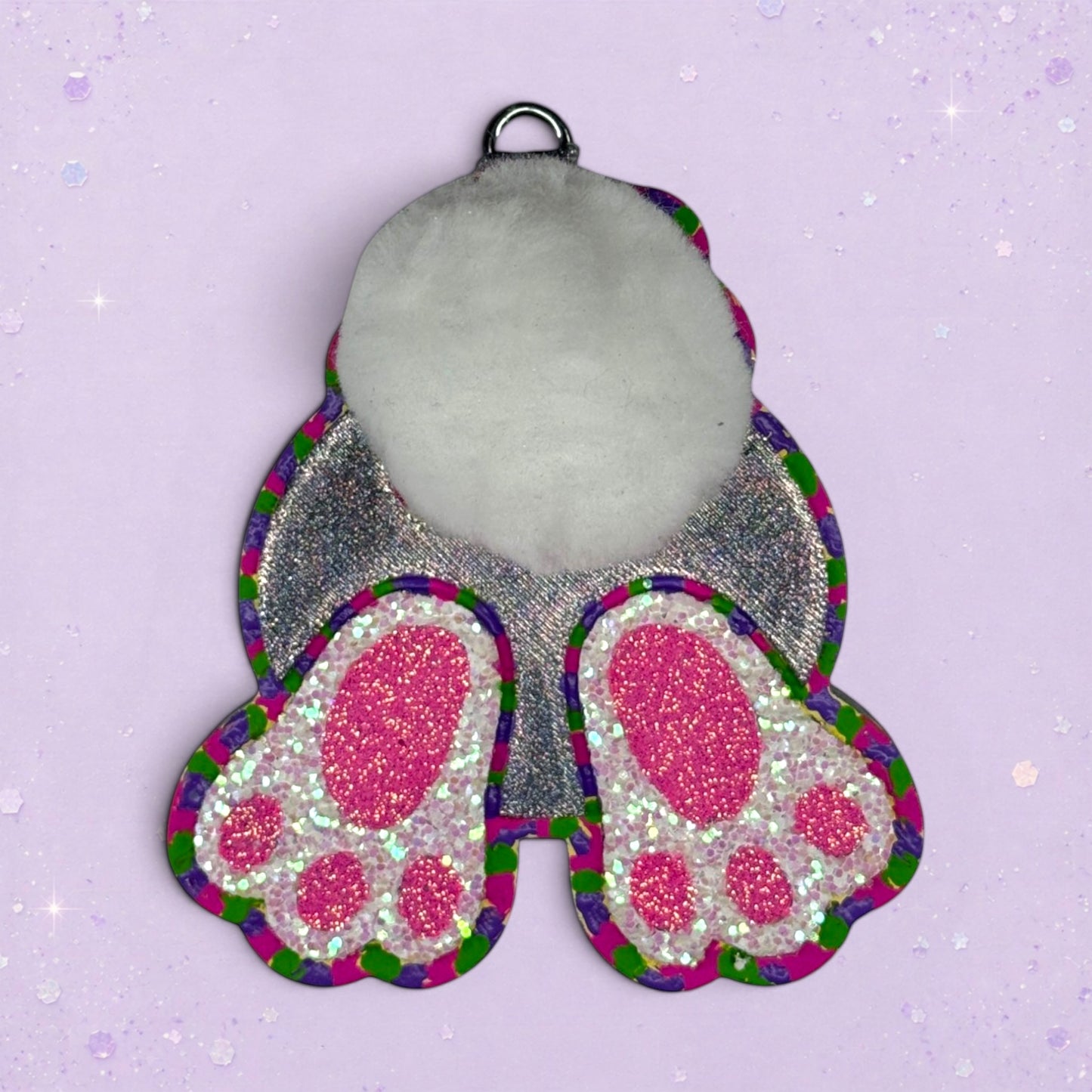 BeFreshie Bunny Cotton Tail freshie with glittery pink paw pads and a fluffy white tail.